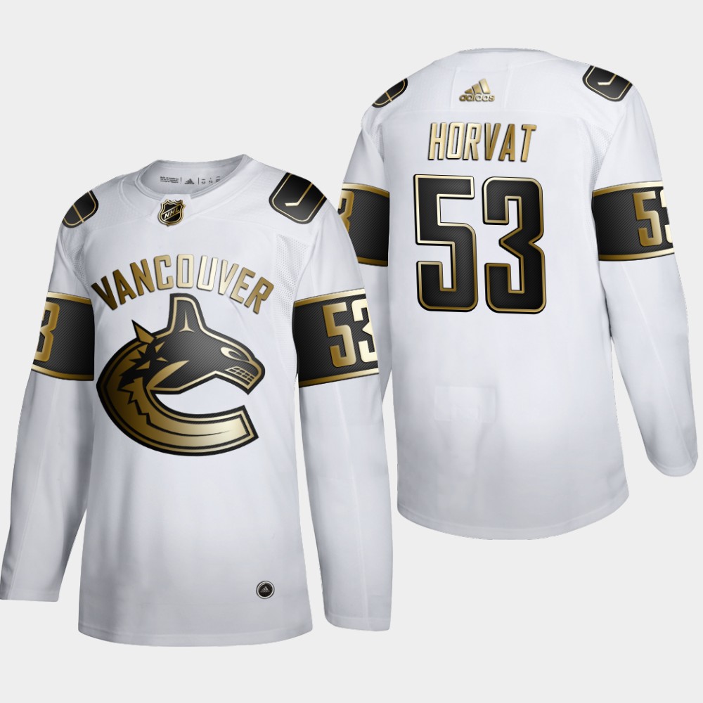 Men Vancouver Canucks #53 Bo Horvat Adidas White Golden Edition Limited Stitched NHL Jersey->vancouver canucks->NHL Jersey